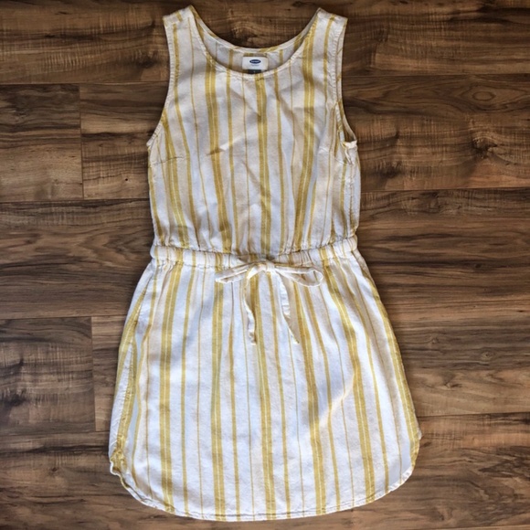 Old Navy Dresses & Skirts - Old Navy Mustard Striped Linen Dress SP